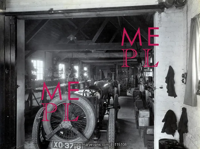 : Interior of Workshop at Povey Cross - six-cyclinder Sunbeam : Interior of Workshop at Povey Cross - six-cyclinder Sunbeam