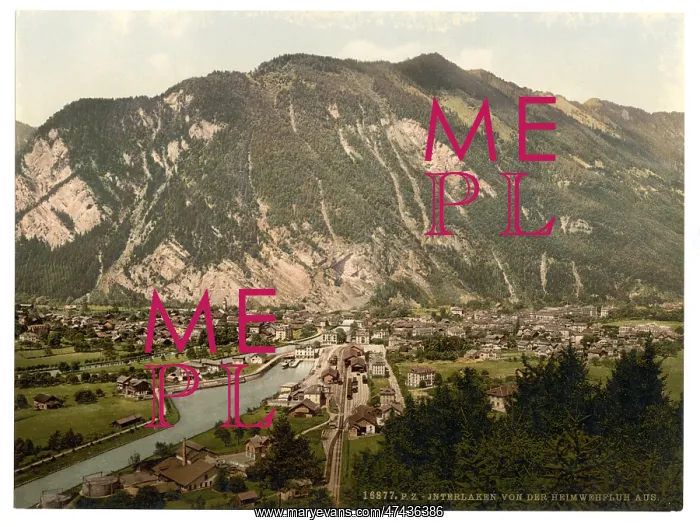 : Interlaken, from the Heimwehfluh, towards the Harder, Bernes : Interlaken, from the Heimwehfluh, towards the Harder, Bernes