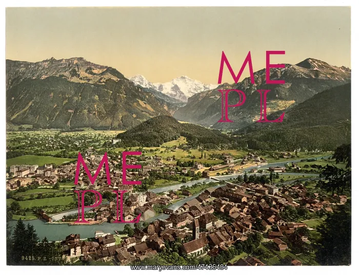 : Interlaken, from the Heimwehfluh, towards the Harder, Bernes : Interlaken, from the Heimwehfluh, towards the Harder, Bernes
