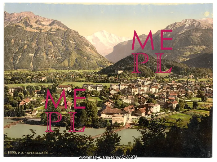 : Interlaken, and the Jungfrau, general view, Bernese Oberland : Interlaken, and the Jungfrau, general view, Bernese Oberland