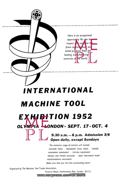 : International Machine Tool Exhibition 1952 Olympia : International Machine Tool Exhibition 1952 Olympia