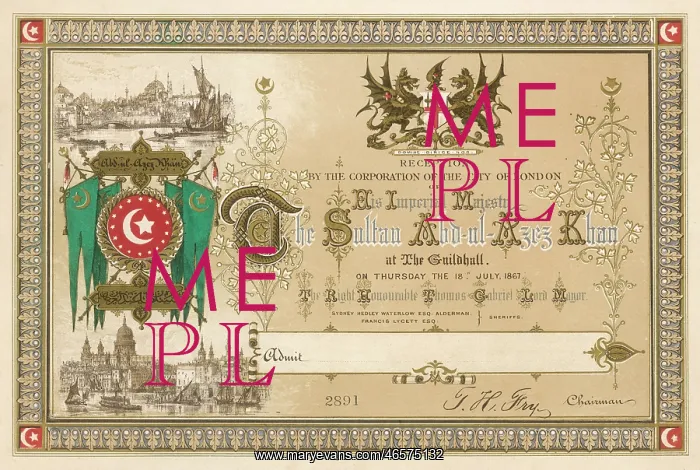: Invitation - Reception for Sultan Aziz in London : Invitation - Reception for Sultan Aziz in London