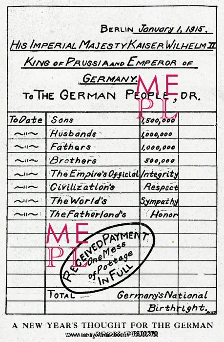 : An invoice for Kaiser Wilhlem II, 1915 : An invoice for Kaiser Wilhlem II, 1915