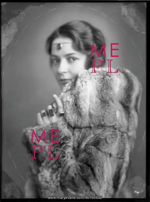 : Iphigenie Buchmann in a chinchilla coat : Iphigenie Buchmann in a chinchilla coat
