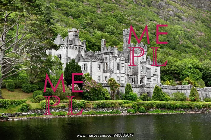 : Ireland. General view of Kylemore Abbey, 1867, by James Franklin Fuller : Ireland. General view of Kylemore Abbey, 1867, by James Franklin Fuller