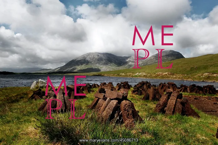 : Ireland. Low angle view of Lough Inagh with the Twelve Bens : Ireland. Low angle view of Lough Inagh with the Twelve Bens