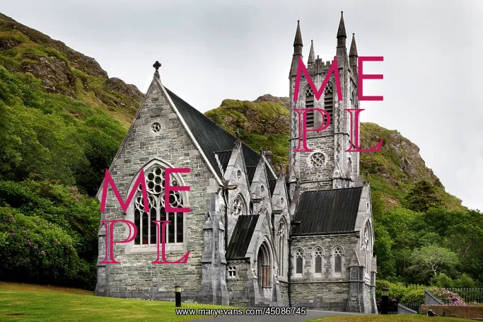 : Ireland. General view of the Gothic Church of Kylemore Abbey : Ireland. General view of the Gothic Church of Kylemore Abbey