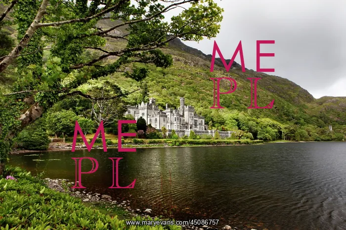 : Ireland. General view of Kylemore Abbey, 1867, by James Franklin Fuller : Ireland. General view of Kylemore Abbey, 1867, by James Franklin Fuller