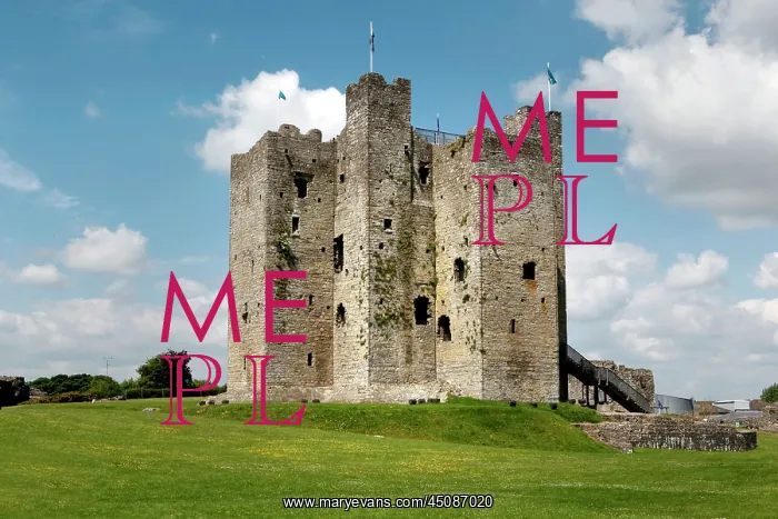 : Ireland. Low angle view of the Keep, Trim Castle, c.1176, Trim, County Meath, Ireland : Ireland. Low angle view of the Keep, Trim Castle, c.1176, Trim, County Meath, Ireland