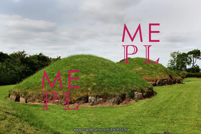 : Ireland. Detail of two satellite mounds showing of kirbstones, Great Mound, Knowth, c : Ireland. Detail of two satellite mounds showing of kirbstones, Great Mound, Knowth, c