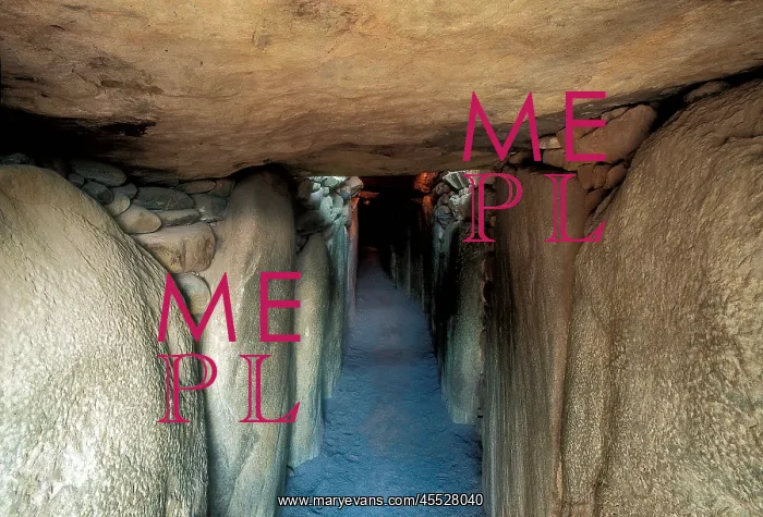  : IRELAND. Newgrange. Megalithic tomb. Access gallery to the main chamber