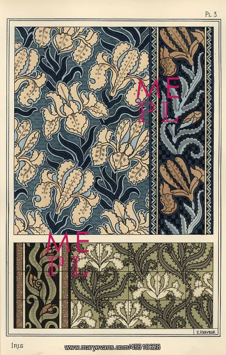 : The iris in patterns for fabrics and tiles : The iris in patterns for fabrics and tiles