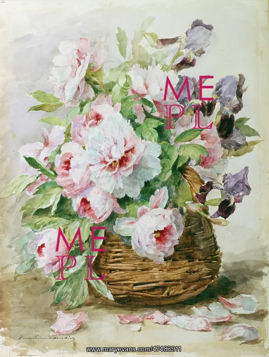  : Irises and Paeonies in a Basket