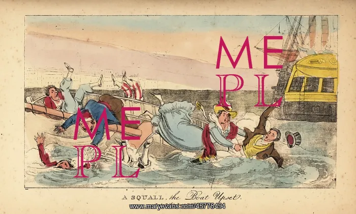 : Irish gentlemen falling from a rowboat in Dublin harbour : Irish gentlemen falling from a rowboat in Dublin harbour