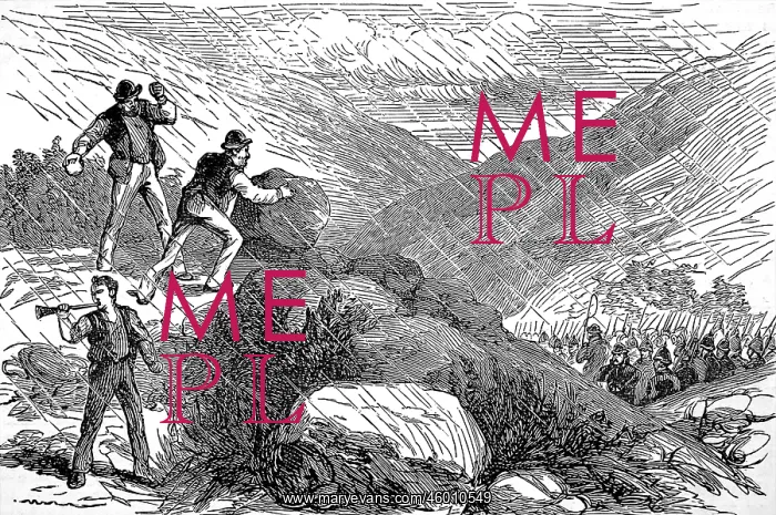: Irish Peasants attacking an Eviction Party, Ireland, 1887 : Irish Peasants attacking an Eviction Party, Ireland, 1887