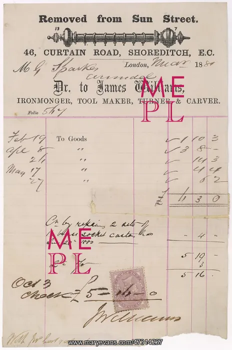 : IRONMONGER RECEIPT 1881 : IRONMONGER RECEIPT 1881