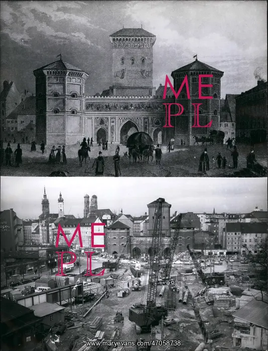 : Isartor, Munich, preparation for Olympic City : Isartor, Munich, preparation for Olympic City