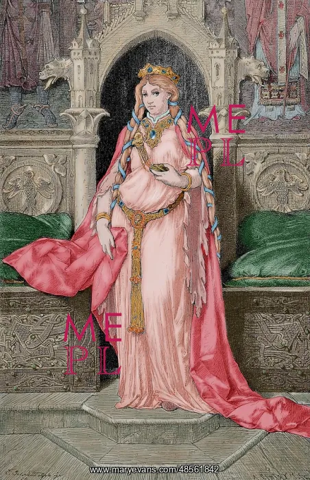  : Iseult of Ireland. Engraving. Colored