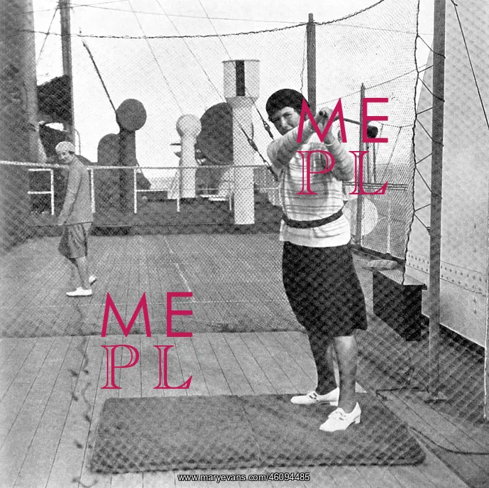 : Ishbel Macdonald playing golf on board the Berengaria : Ishbel Macdonald playing golf on board the Berengaria
