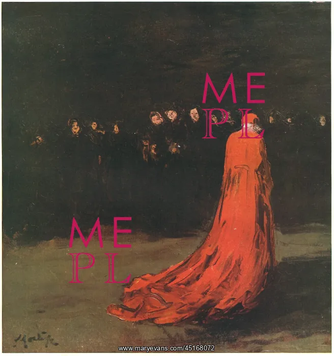 : Isolation. A painting of a figure wearing a long, trailing red robe : Isolation. A painting of a figure wearing a long, trailing red robe