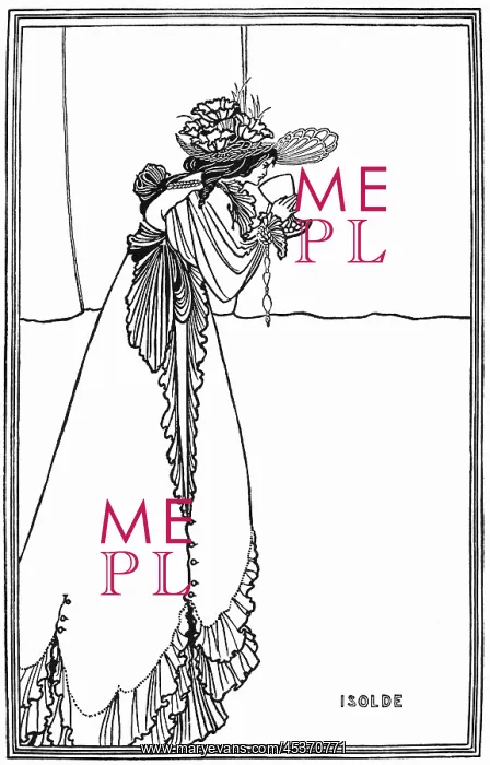 : Isolde. Illustration of a woman holding a drinking vessel. Artist: Aubrey Beardsley : Isolde. Illustration of a woman holding a drinking vessel. Artist: Aubrey Beardsley