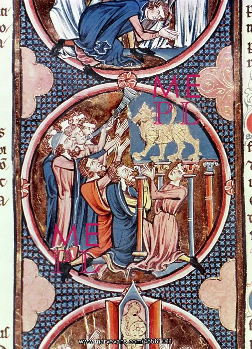 : The Israelites during Moseoos absence adoring the idol of Go : The Israelites during Moseoos absence adoring the idol of Go