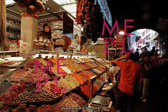 : Istanbul. General view of stall in Spice Bazaar or Egyptian Market : Istanbul. General view of stall in Spice Bazaar or Egyptian Market