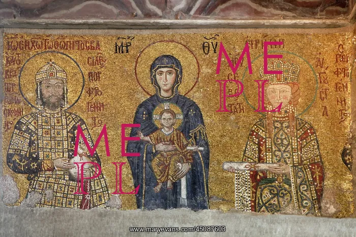 : Istanbul. Detail of Deesis mosaic, 12th-13th century : Istanbul. Detail of Deesis mosaic, 12th-13th century