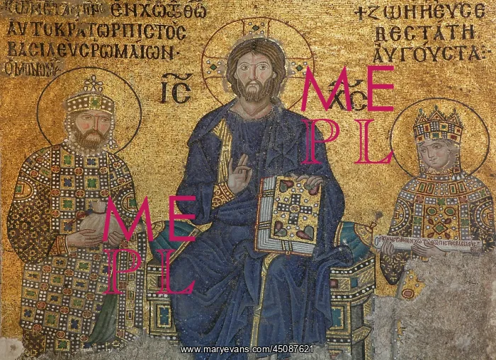 : Istanbul. Detail of Deesis mosaic, 12th-13th century : Istanbul. Detail of Deesis mosaic, 12th-13th century