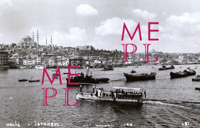 : Istanbul, Turkey - over Bosphorus toward Suleimaniye Mosque : Istanbul, Turkey - over Bosphorus toward Suleimaniye Mosque