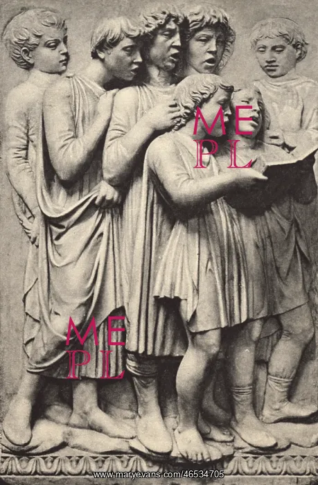 : Italian Bas relief of a group of singing Boys : Italian Bas relief of a group of singing Boys