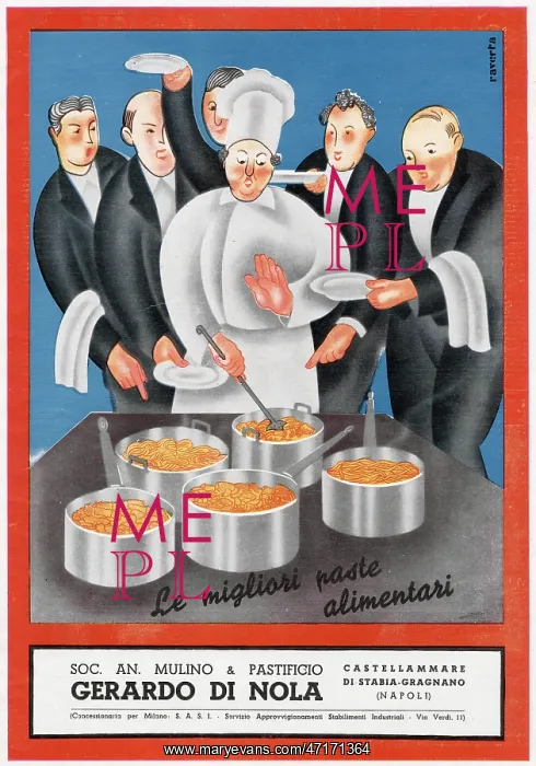 : Italian chef serving pasta dishes 1940 : Italian chef serving pasta dishes 1940