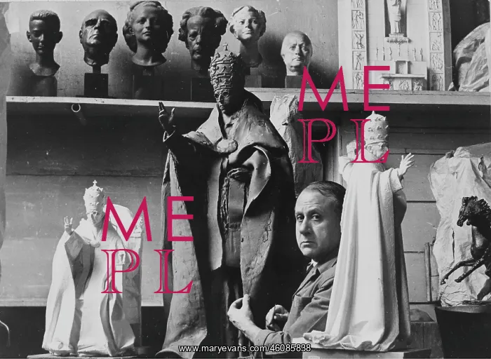 : The Italian sculptor Francesco Messina in his studio : The Italian sculptor Francesco Messina in his studio