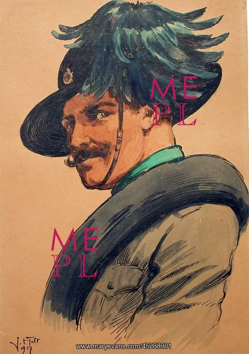 : Italian soldier wearing the hat of Mountain Regiments : Italian soldier wearing the hat of Mountain Regiments