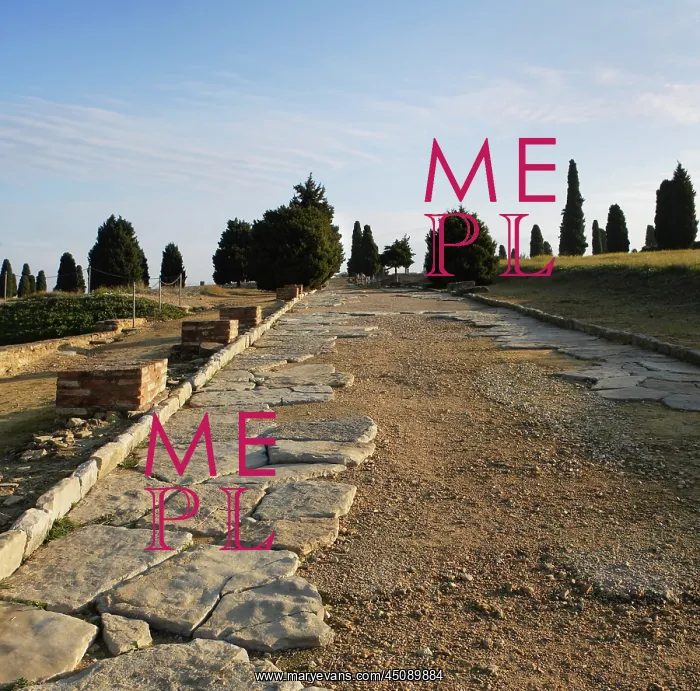 : Italica. Low angle view of a Via or street, Italica : Italica. Low angle view of a Via or street, Italica