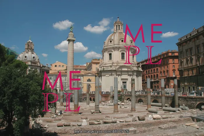 : Italy. Rome. Forum of Trajan. Trajan's Column, ruins of Basi : Italy. Rome. Forum of Trajan. Trajan's Column, ruins of Basi