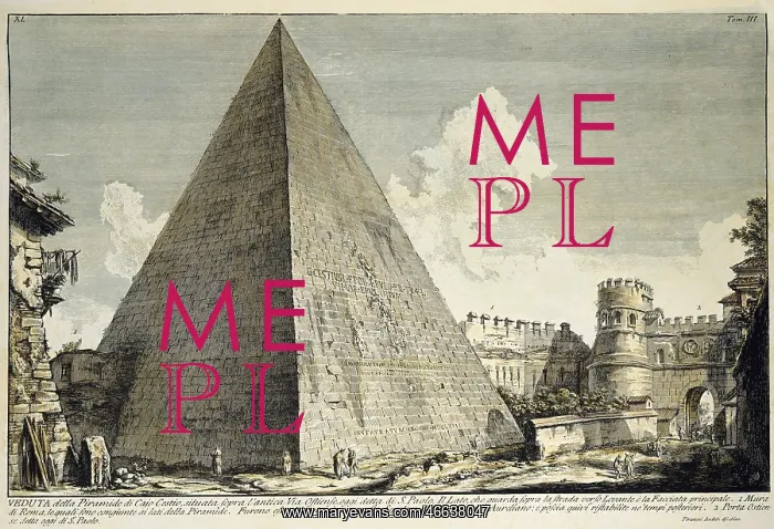 : Italy, Rome, monuments, Pyramid of Cestius, copper : Italy, Rome, monuments, Pyramid of Cestius, copper