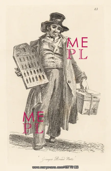 : Itinerant ginger-bread nut seller, London, Regency era : Itinerant ginger-bread nut seller, London, Regency era