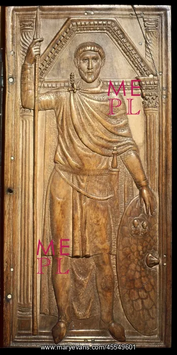 : The ivory diptych of Stilicho (right). Detail : The ivory diptych of Stilicho (right). Detail