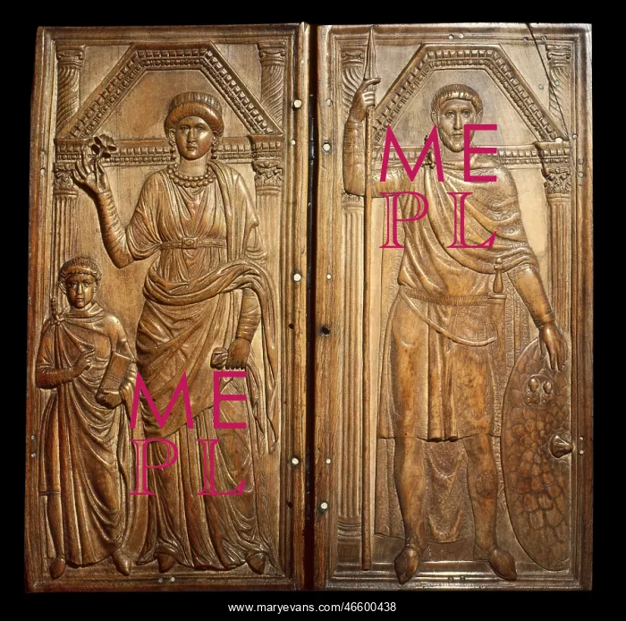 : The ivory diptych of Stilicho (right) with his : The ivory diptych of Stilicho (right) with his