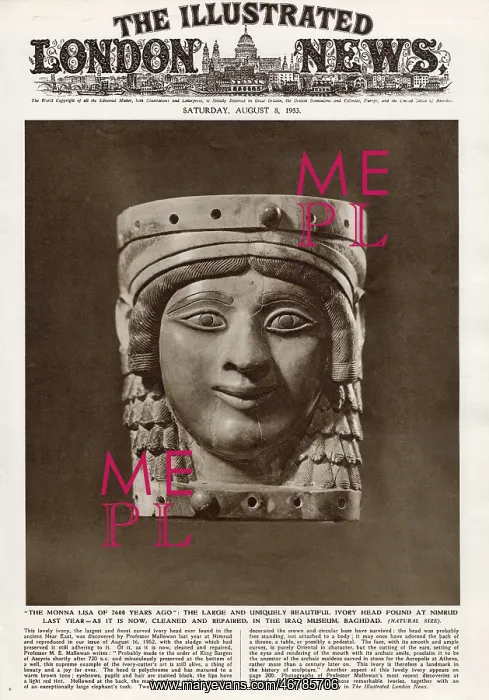 : Ivory head found at Nimrud in 1952 : Ivory head found at Nimrud in 1952