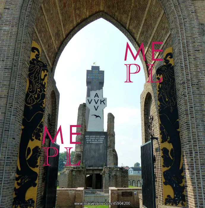 : The Izjer Tower seen through the Pax Gate, Dixmuide : The Izjer Tower seen through the Pax Gate, Dixmuide