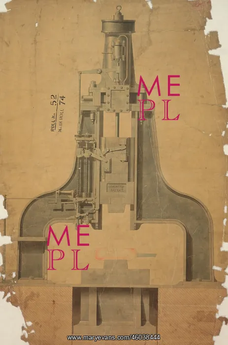 : J Nasmyth's patent steam hammer, front elevation : J Nasmyth's patent steam hammer, front elevation