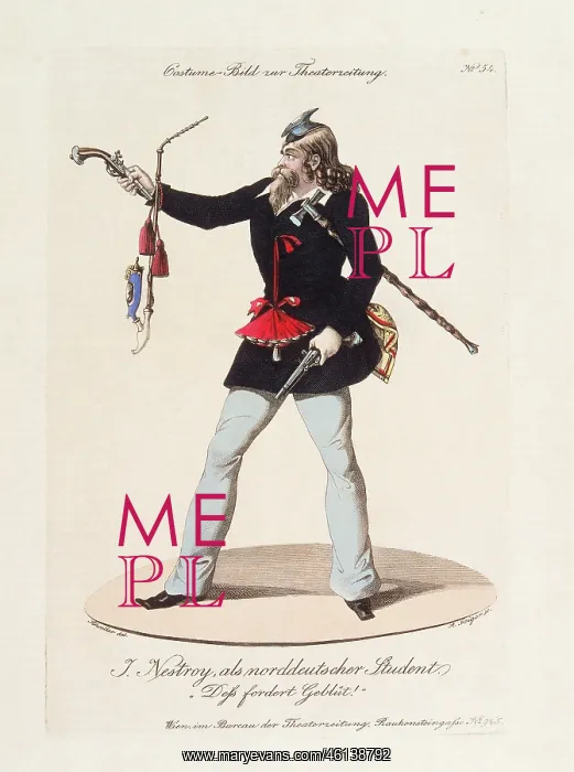 : J. Nestroy, als norddeutscher Student. Colored : J. Nestroy, als norddeutscher Student. Colored