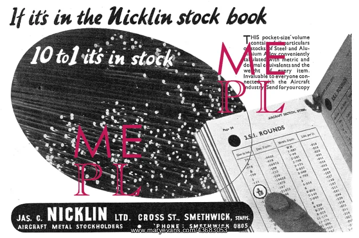 : J. Nicklin & Co. Smethwick. Aeroplane Steel Sheets : J. Nicklin & Co. Smethwick. Aeroplane Steel Sheets