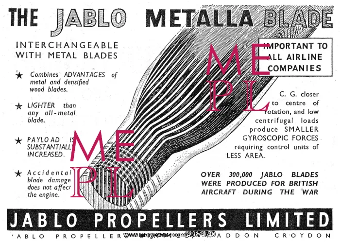 : Jablo Metalla Propeller Blades 1947 : Jablo Metalla Propeller Blades 1947