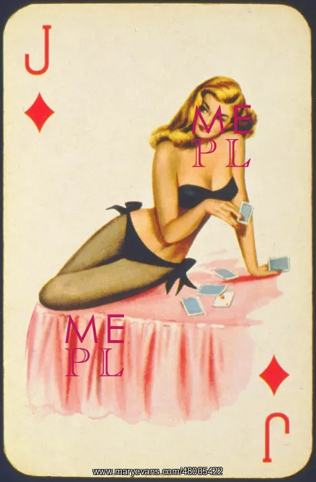 : Jack of Diamonds playing card with blonde pinup : Jack of Diamonds playing card with blonde pinup