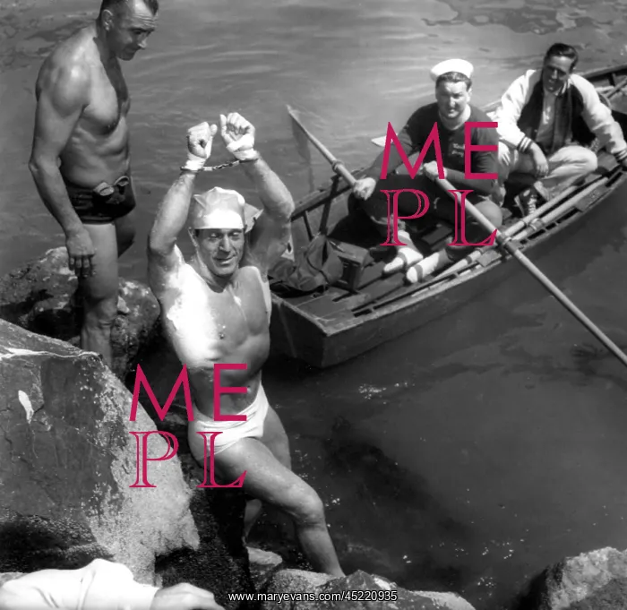 : Jack Lalanne after handcuffed swim from ? : Jack Lalanne after handcuffed swim from ?