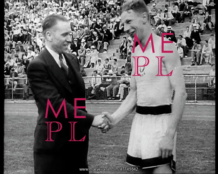 : Jack Lovelock Shaking Hands With Someone as Crowds Watch : Jack Lovelock Shaking Hands With Someone as Crowds Watch