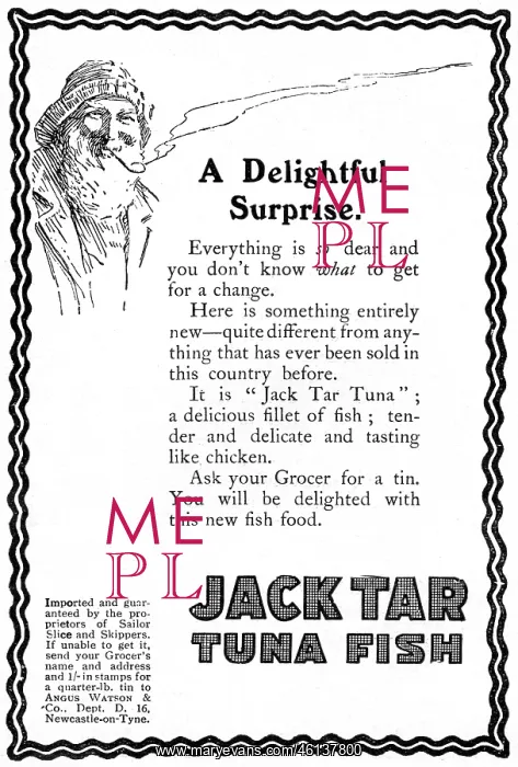 : Jack Tar Tuna Fish advertisement, WW1 : Jack Tar Tuna Fish advertisement, WW1